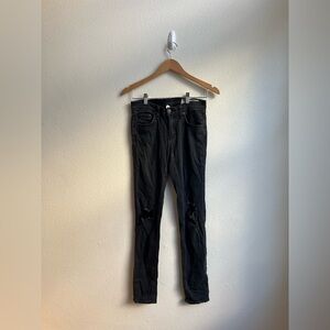 rag & bone Black Distressed Jeans in Soft Rock, Size 26